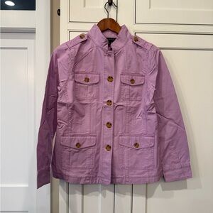 Talbots Lilac Utility Jacket with Tortoiseshell Buttons